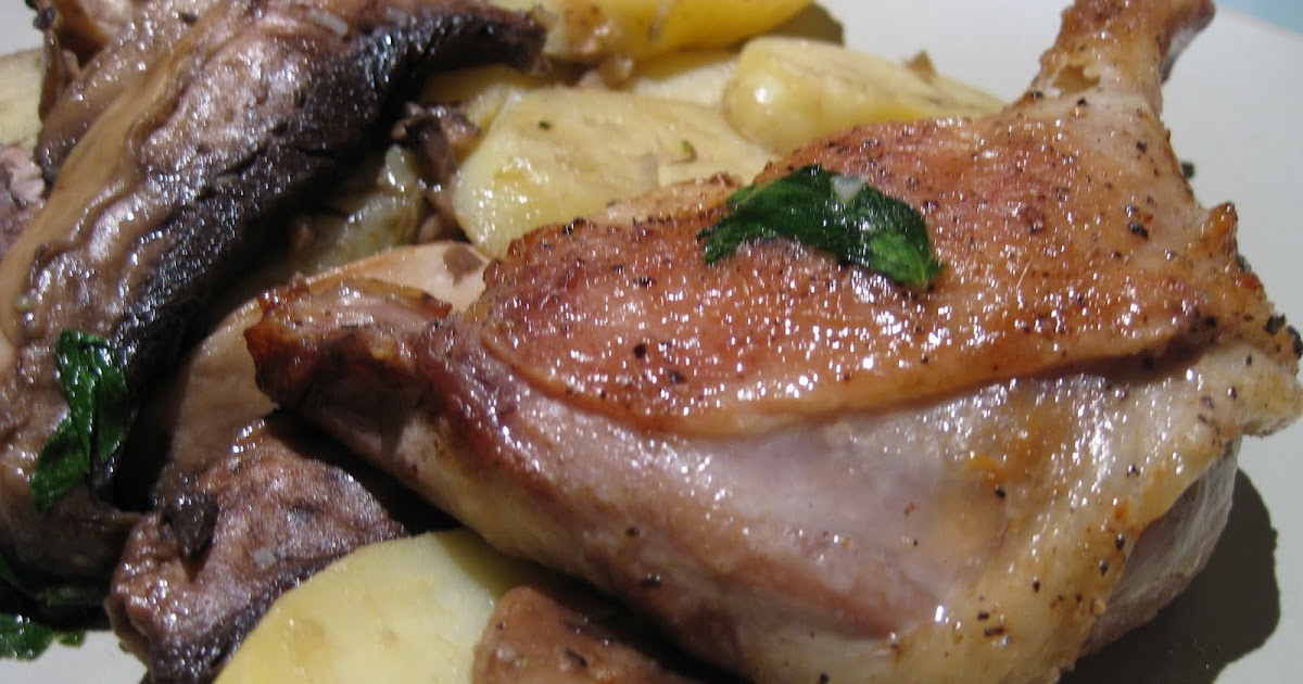 Cook Roast duck maryland with kipler potatoes and mushroom