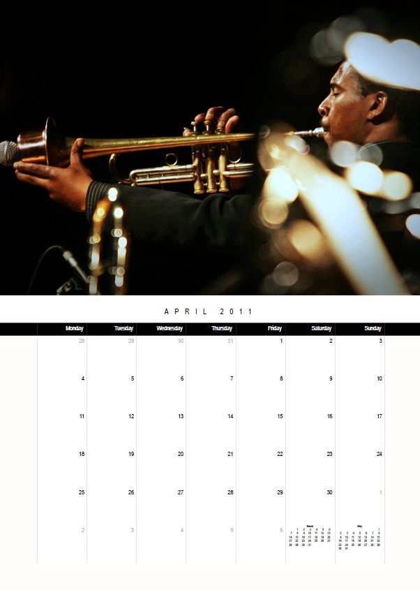 Juan Carlos Hernandez Stage and Jazz Photographer Jazz Calendar 2011