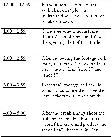 dean willmonts a level media studies blog call sheet shooting schedule what is a call sheet