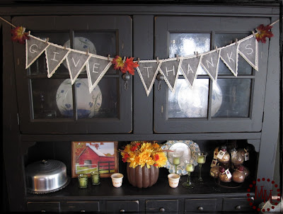 black hutch with chalkboard bunting