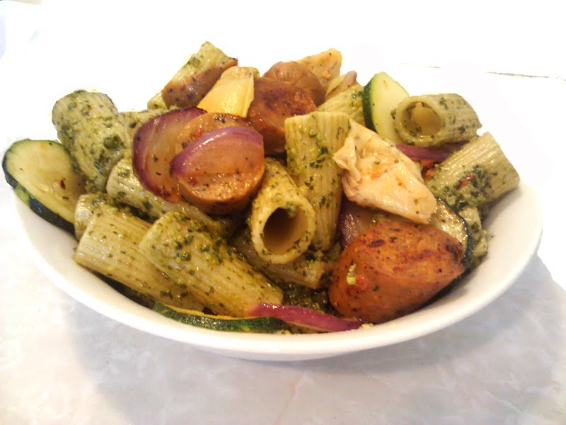 A Profound Hatred of Meat Walnut and Basil Pesto Rigatoni
