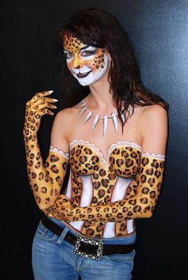 Leopard Style Lingerie Body and Face Painting Uniq and Hot