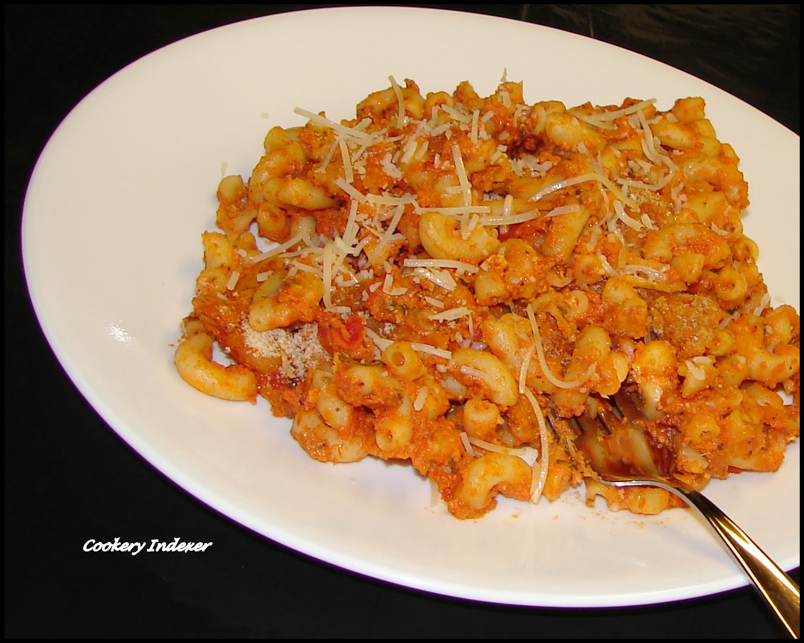 ! Regional Indian Cuisine Blogroll ! Macaroni and Cheese with Tomato Sauce