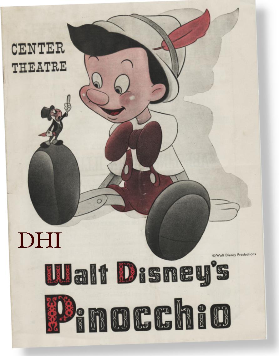 Pinocchio Program Center Theatre NYC 1940 Walt Disney