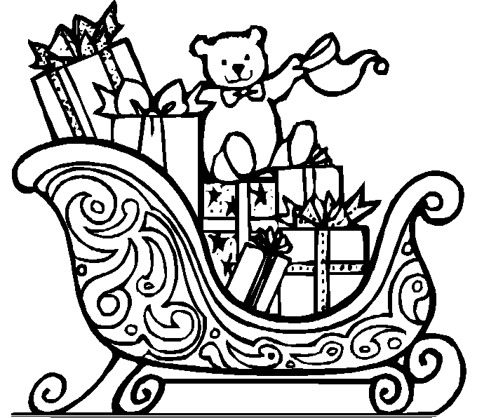 Sleigh Coloring Pages, Santa Sleigh Printables | Team colors