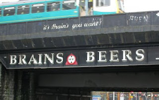 Sign on bridge reads: It's Brain's you want