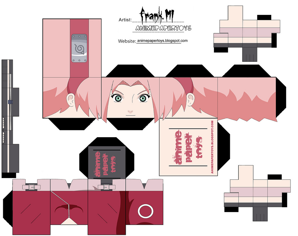 Sakura Papercraft Paper toys template, Origami naruto Sakura Papercraft Paper toys template, Origami naruto