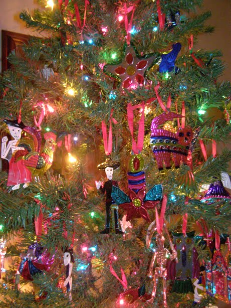 Lone Stars And Stripes: My Tin Ornament Tree A few years ago, a dear friend in San Antonio had a party where she decorated everything with Mexican tin ornaments. - Lone Stars And Stripes: My Tin Ornament Tree