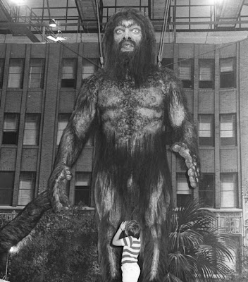 A larger-than-life (we hope!) model of Bigfoot on display outside a US museum.
