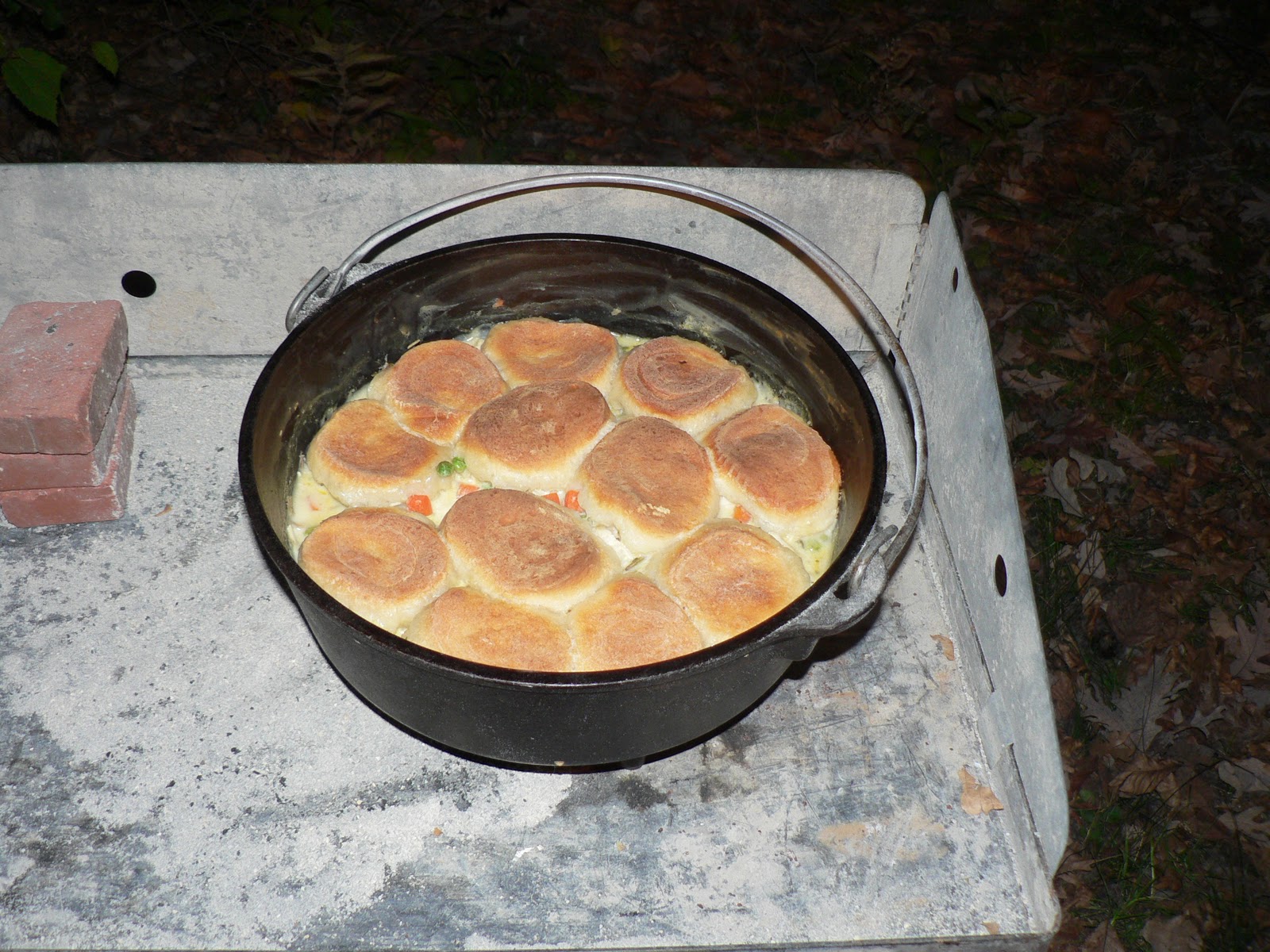 Matt and Erin's Dutch Oven Experiments Chicken and Biscuits Campsite