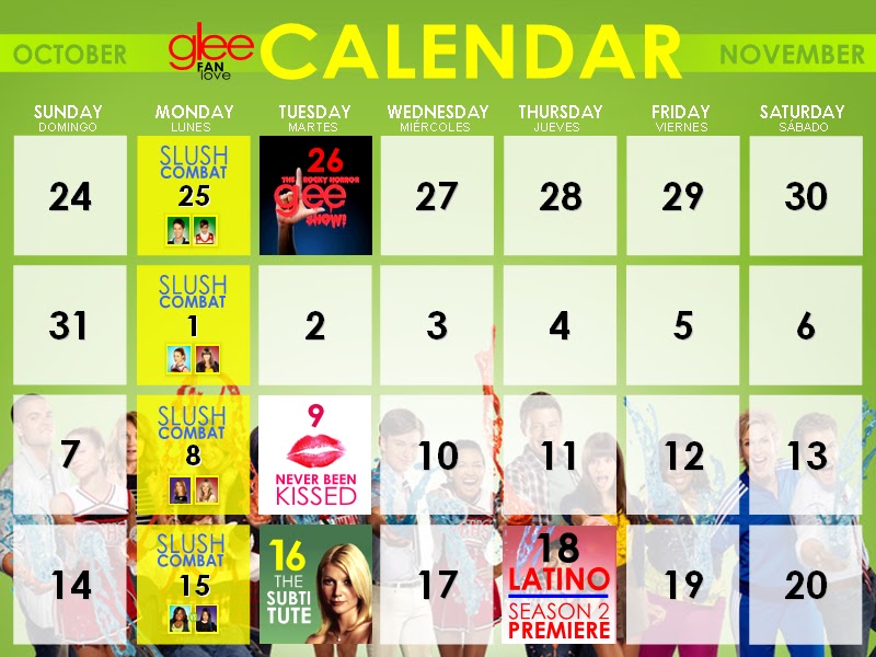 Glee FAN Love GLEE CALENDAR // CALENDARIO