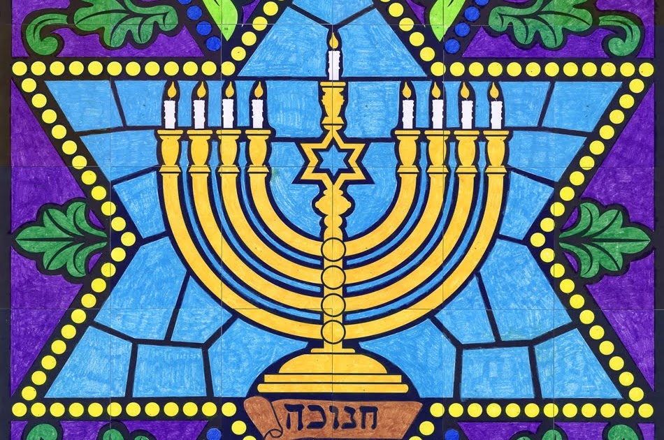 Stained Glass Hanukkah Menorah Mural ~ Art ProjectsArt Projects for Kid