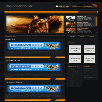 Gamecraft free blogger template converted from wordpress template to blogger template for games blogger template
