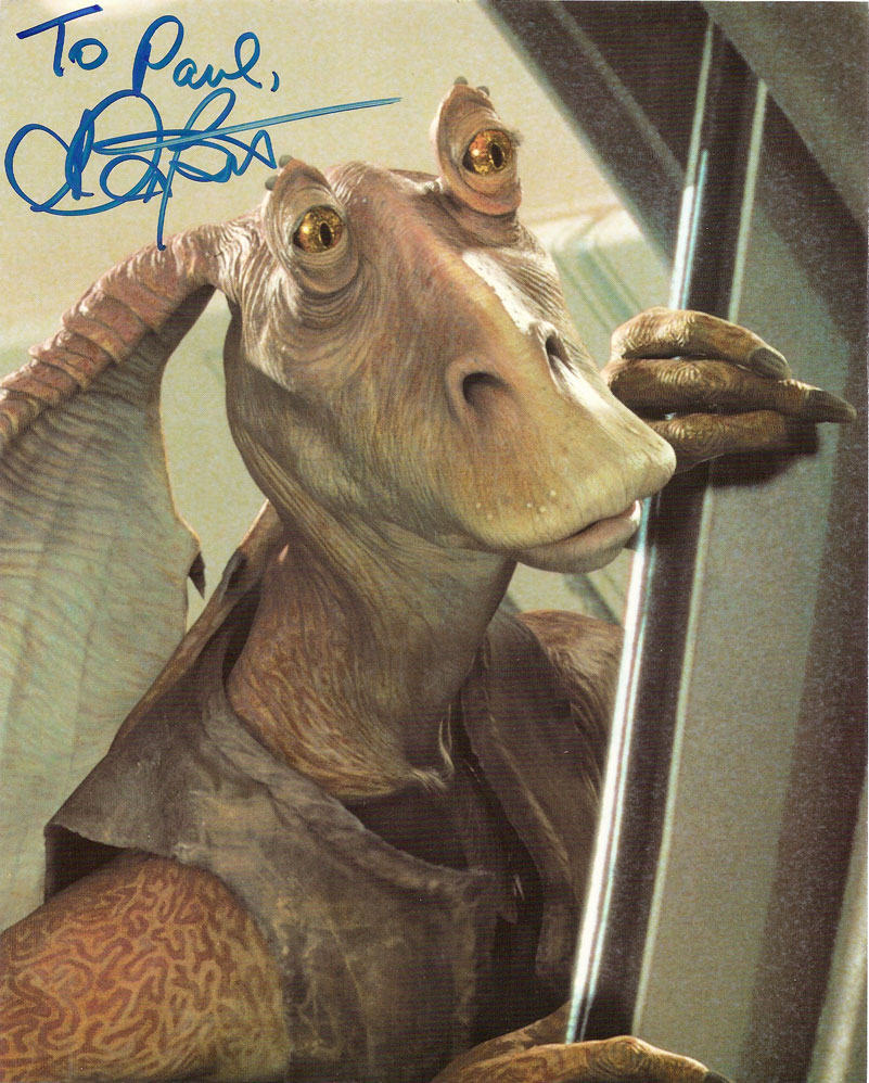 AutoMatic for the People JarJar Binks Postcard signed by Ahmed Best