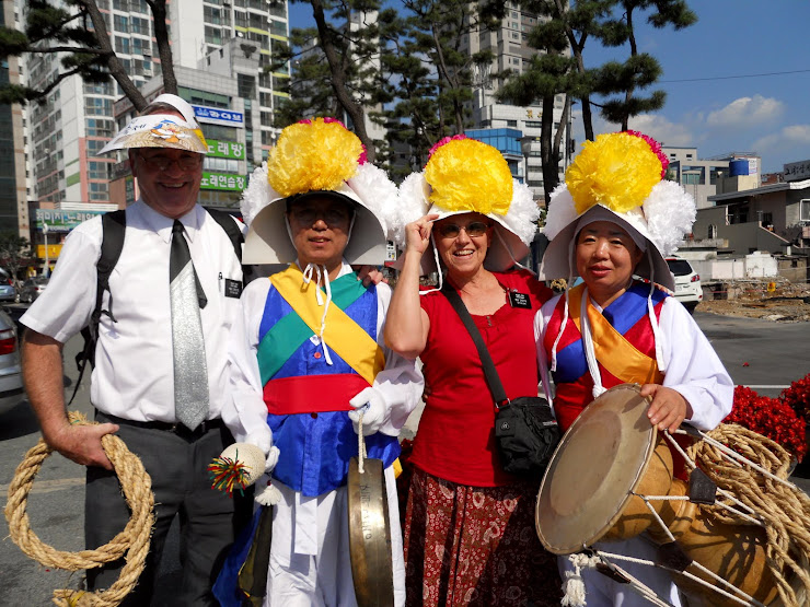 Band members at tug of war . . . friendly folks.