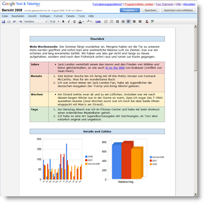 Screenshot einer Ansicht eines Google Docs, gefüllt mit Text und Grafiken