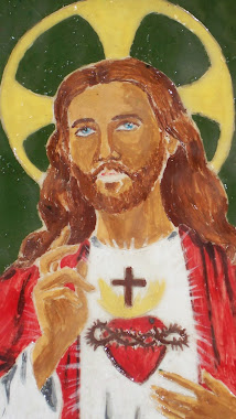 Sagrado Corazón de Jesús en cerámica esmaltada