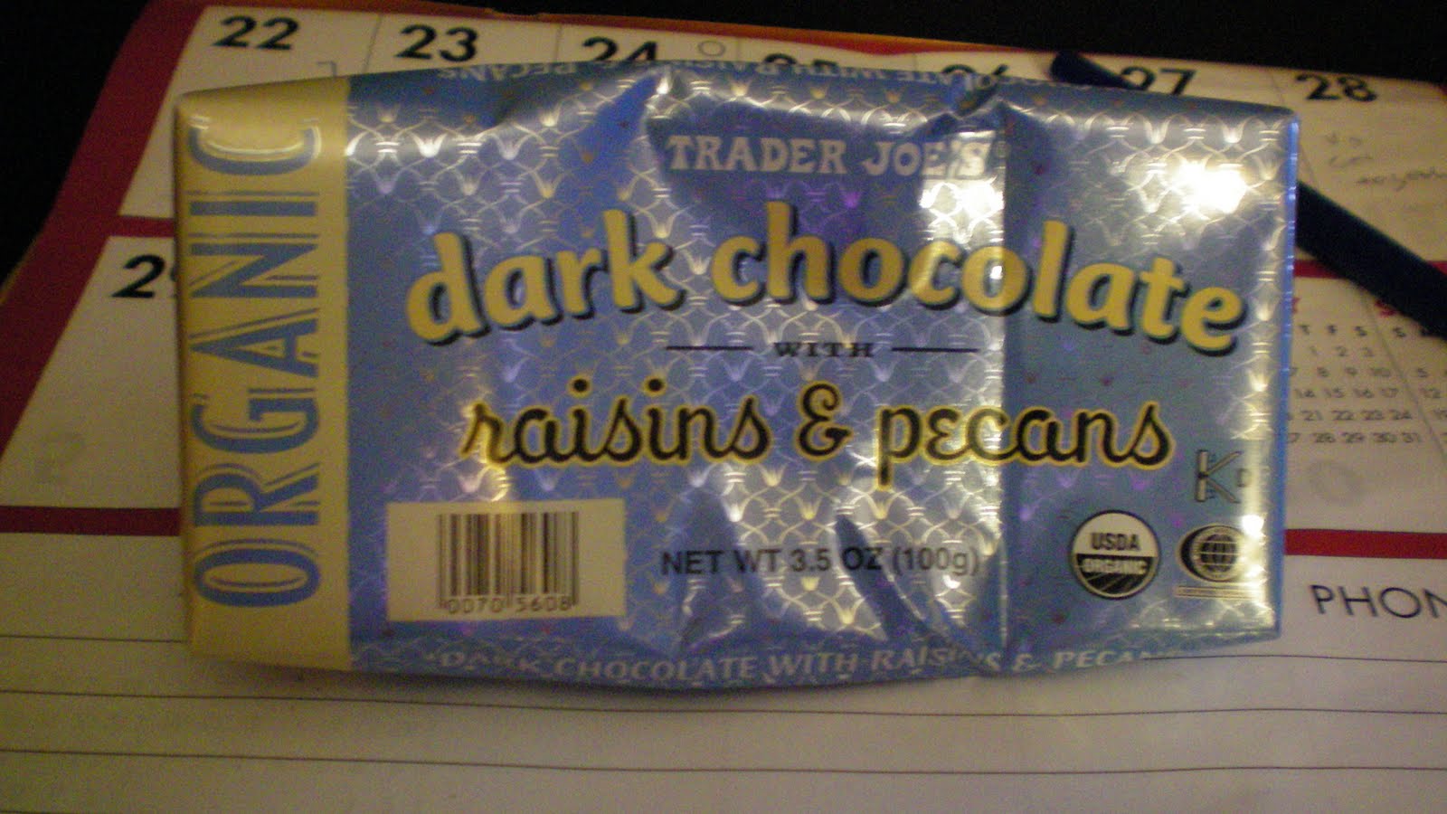 Candy Yum Yum! Trader Joe's Dark Chocolate with Raisins & Pecans