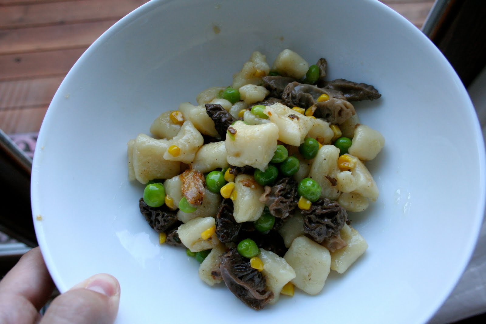 Omnivorous Brown Butter Gnocchi with Morels, Peas, and Corn