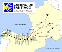 Camino Map of La Ruta Frances...close up at start of blog below