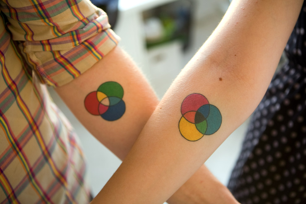 How fun are these color system tattoos So cute for a couple
