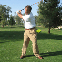 left hip moves towards target