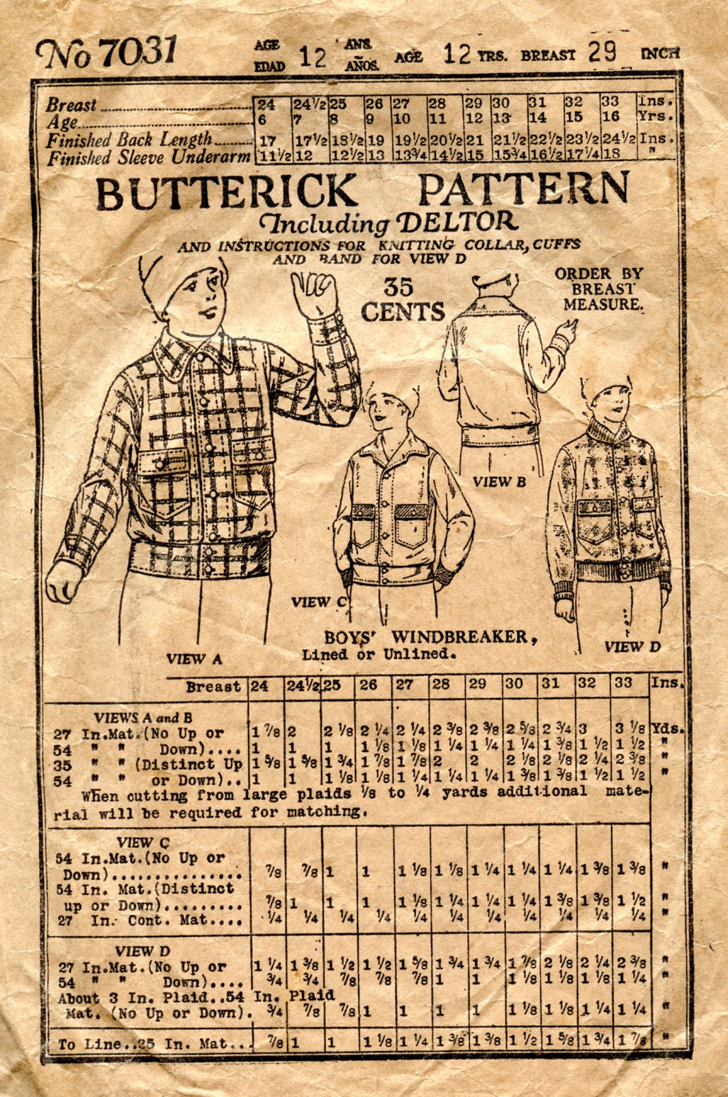 Unsung Sewing Patterns Butterick 7031 Boys' Windbreaker