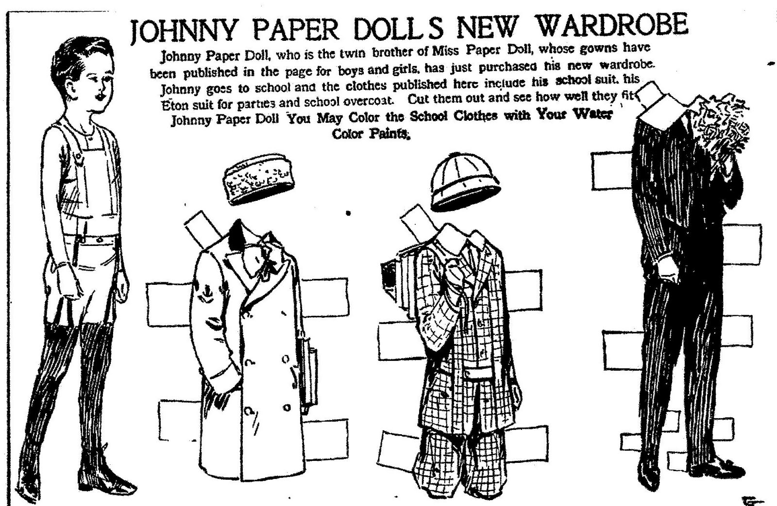 Mostly Paper Dolls Johnny Paper Dolls New Wardrobe, 1911