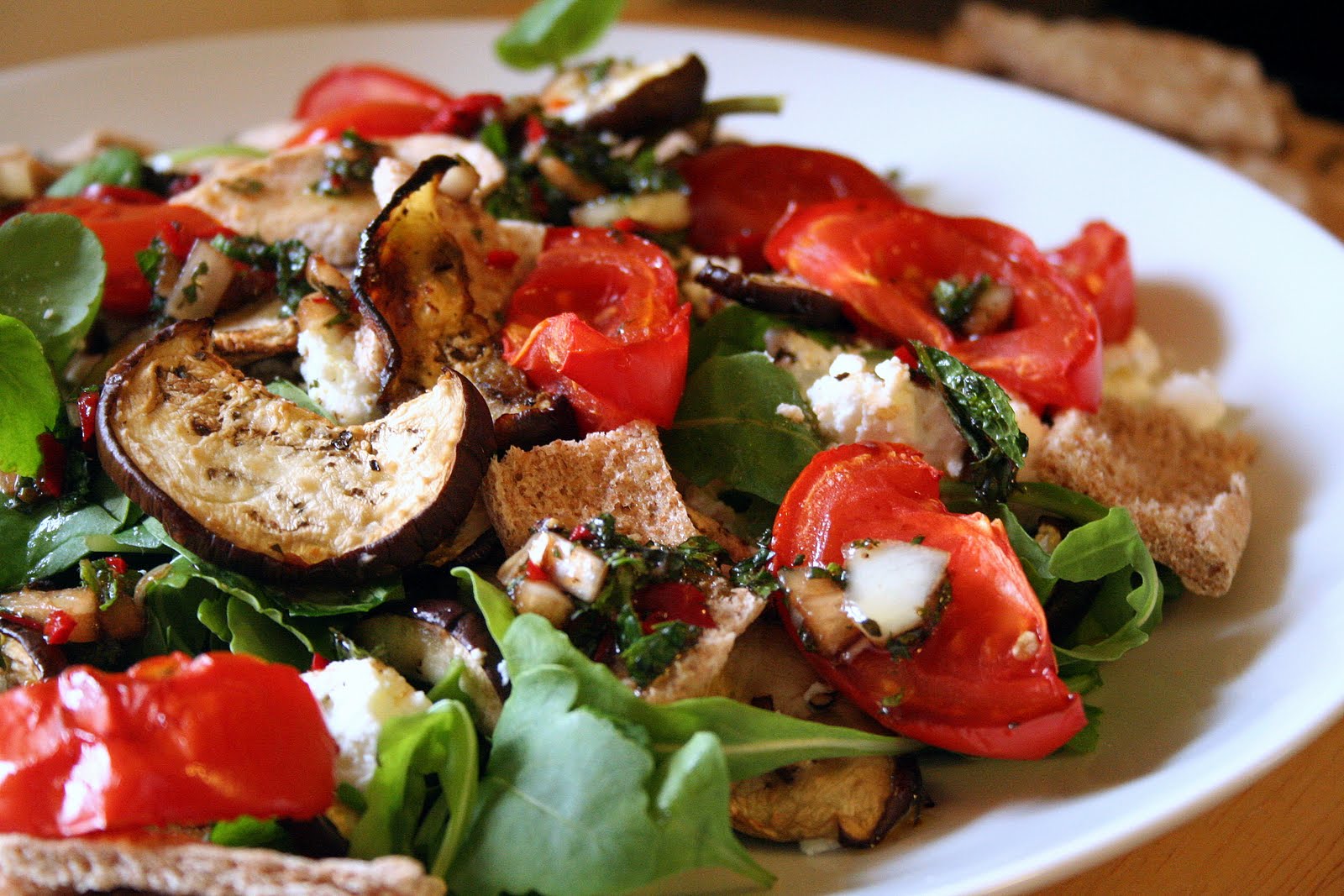 Senses in the kitchen Roast aubergine salad with goats cheese