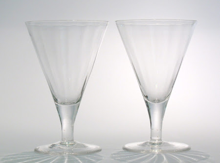 Wonderful PAIR of Ribbed Claret Glasses pat.1464