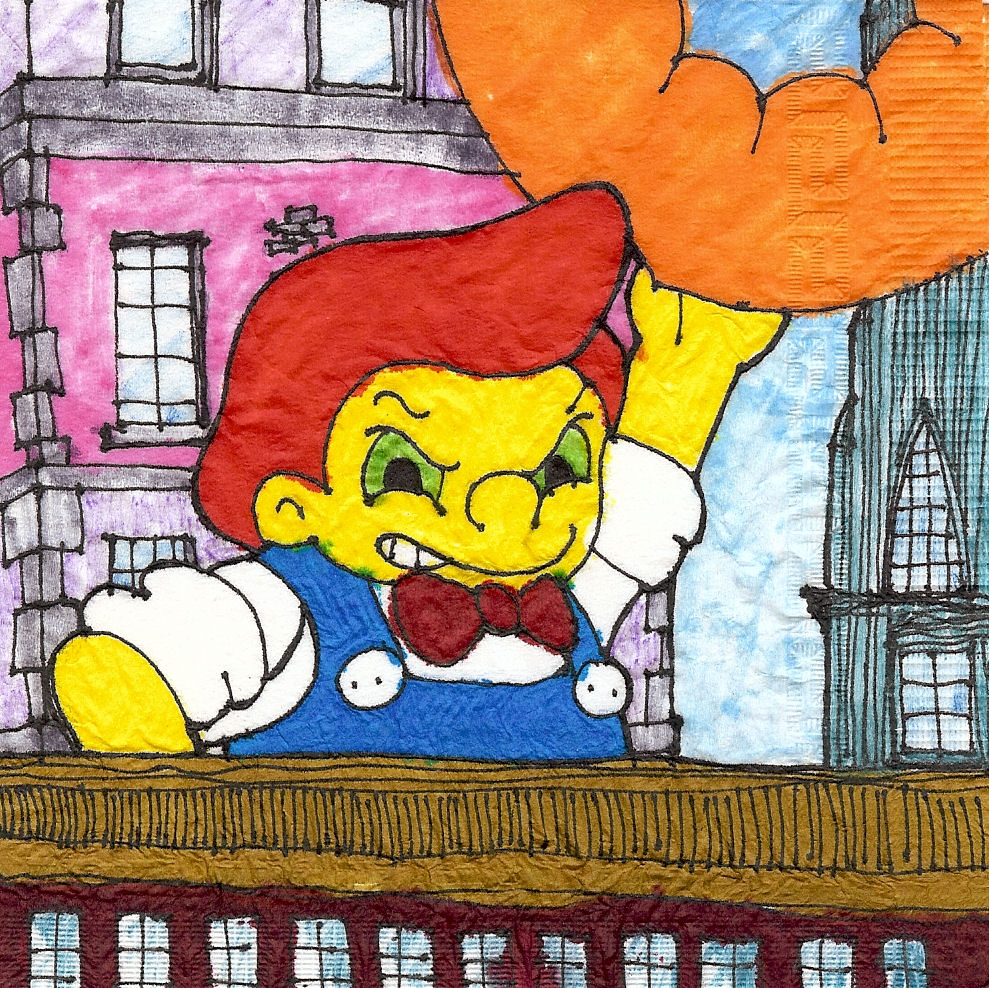 kmkirbynapkins Dreams of a perfect donut world! Homer Simpson napkin art.