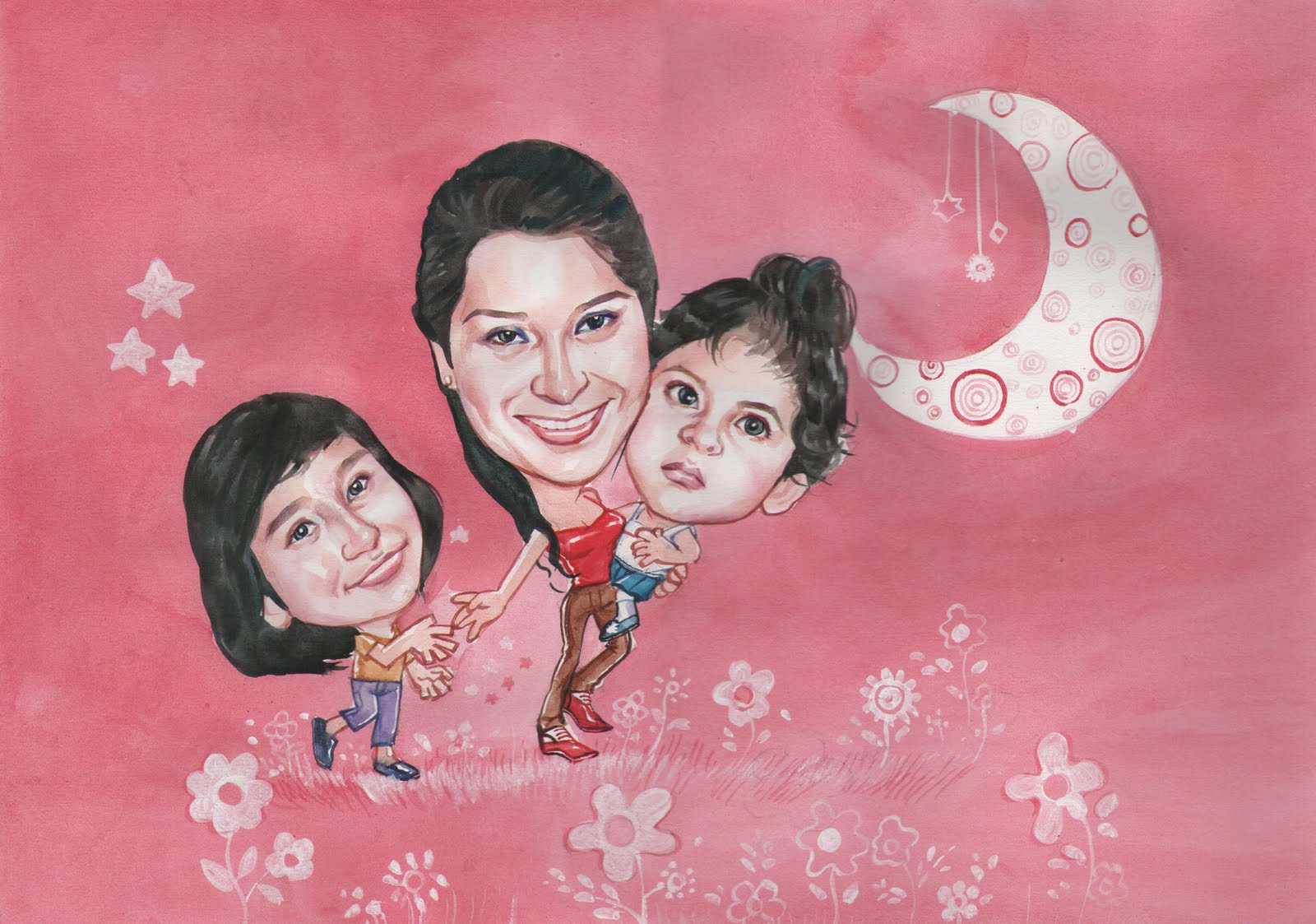 Hope the client from Singapore likes this watercolor caricature ...