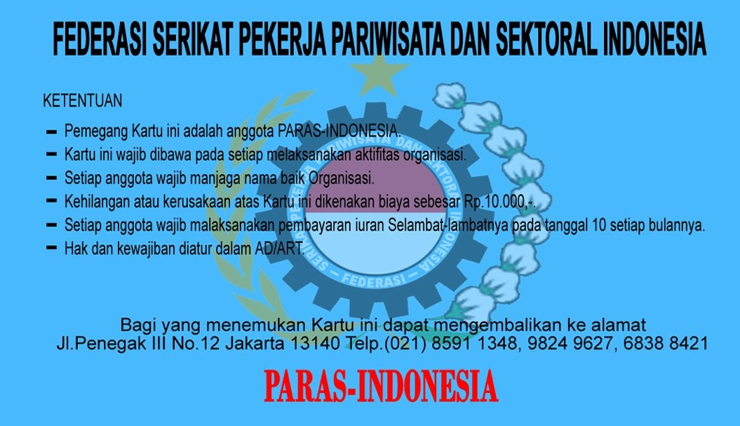 contoh KTA(Kartu Tanda Anggota)PARASINDONESIA FEDERASI SERIKAT