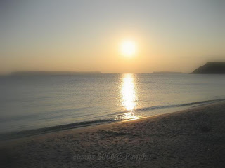 嵵裡海灘夕照遠眺南面的虎井、桶盤嶼