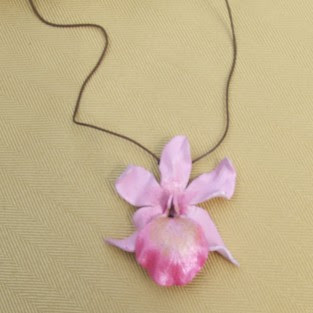 leather orchid necklace