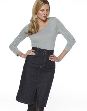high waist denim skirt