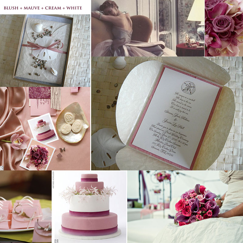  invitations using blush mauve some cream and white wedding colors