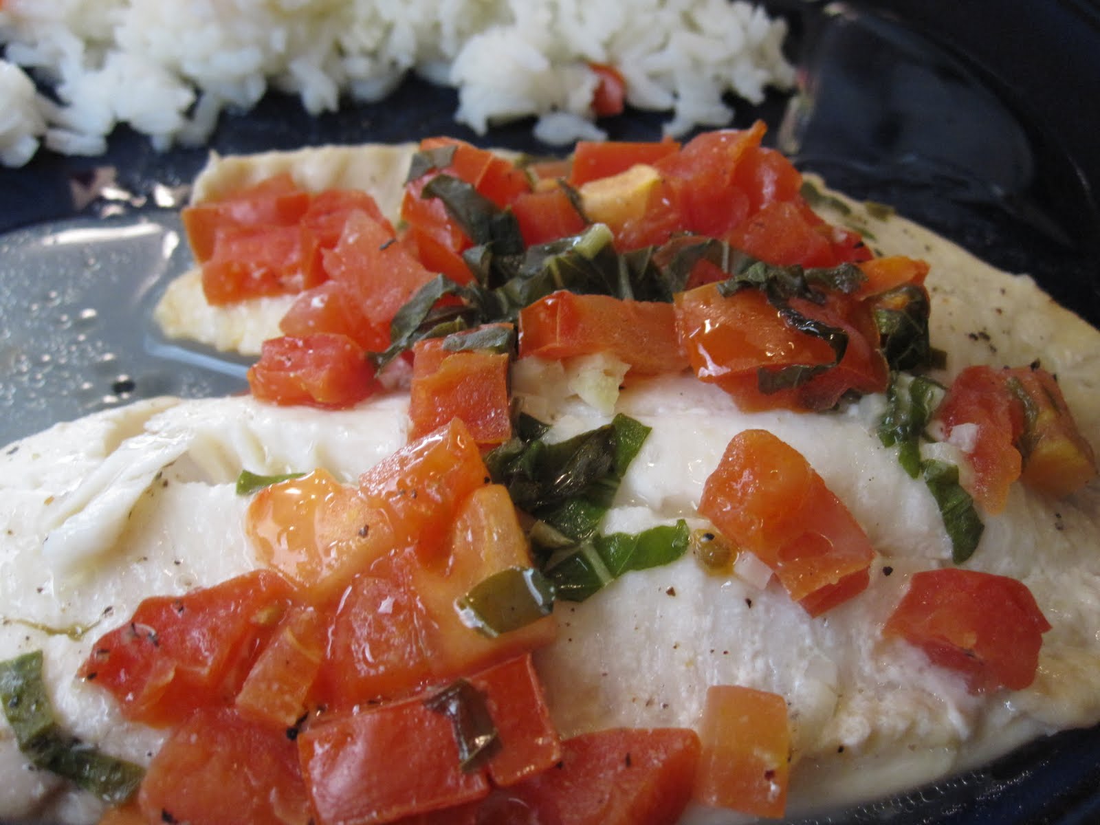 Elizabeth's Dutch Oven Easy Tilapia with Wine and Tomatoes