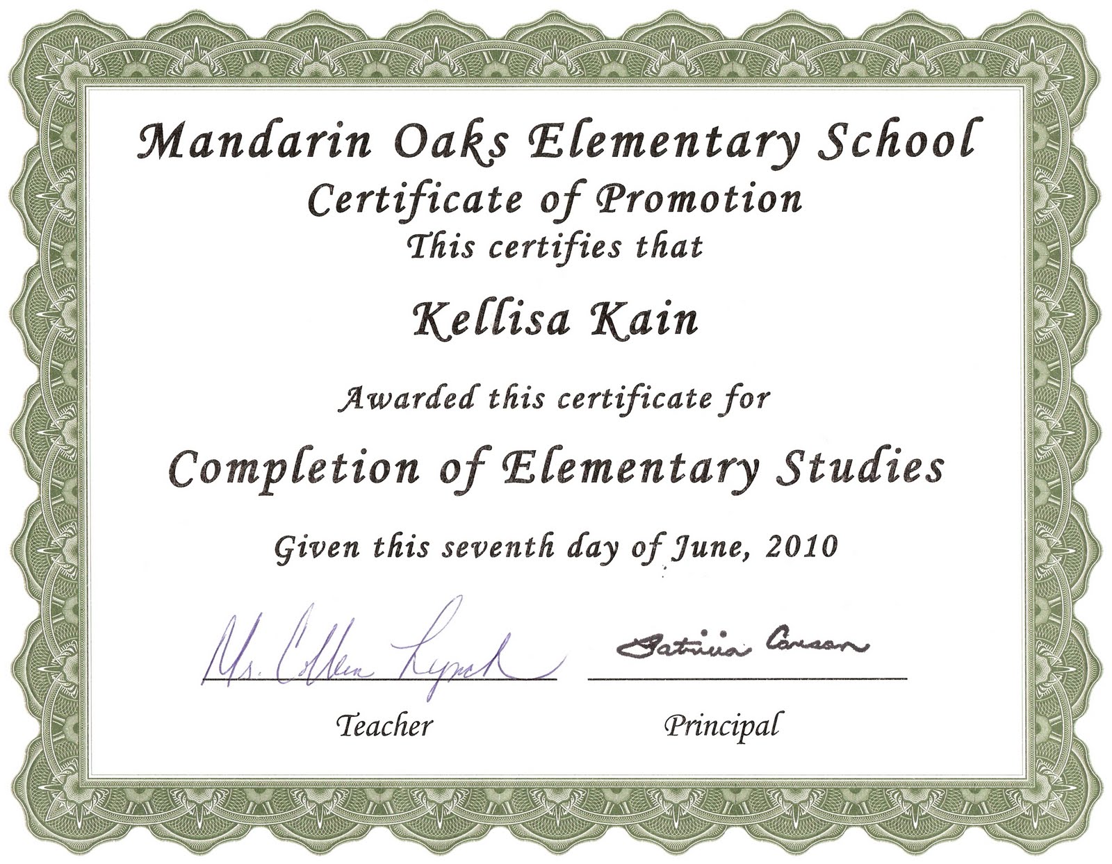 certificate of promotion template