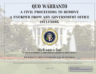 quo warranto to remove obama from office