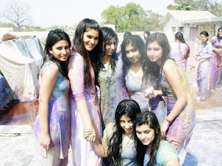 Cute Indian Girls Enjoying Holi Day Stills Image and wallpapers