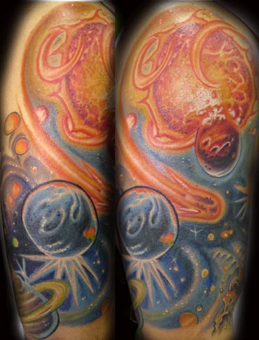 Space girl sleeve tattoo ink. Space girl sleeve tattoo ink.
