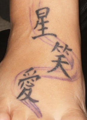 Kanji tattoo design meaning Live, Laugh, Love.