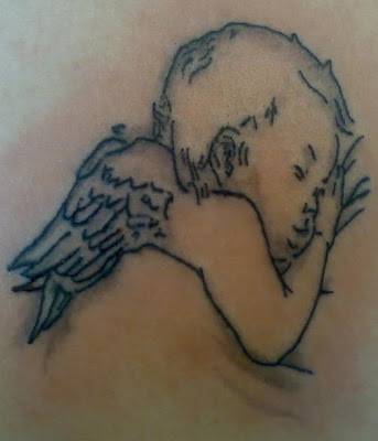 Jon Ward and his Darth Vato Booze Angel Tattoo Cute angel baby sleeping.