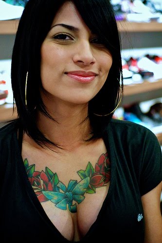 star tattoos on chest for women. Chest Tattoos For Women