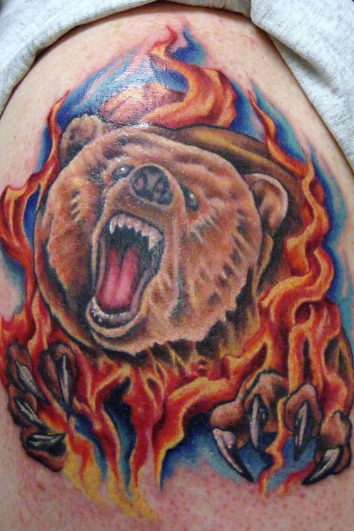 Bear Tattoo Designs On Arm Men. Bear Tattoo Designs For Men
