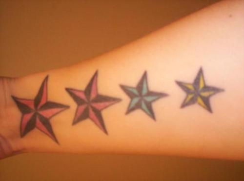 Nautical stars forearm tattoo.