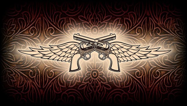 girls with guns and tattoos. Picture of the tattoo design