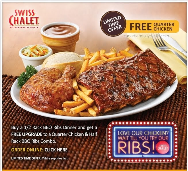 Canadian Daily Deals Swiss Chalet Canada Free Quarter Chicken When
