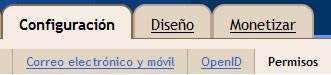 Selecciona la opción: Permisos